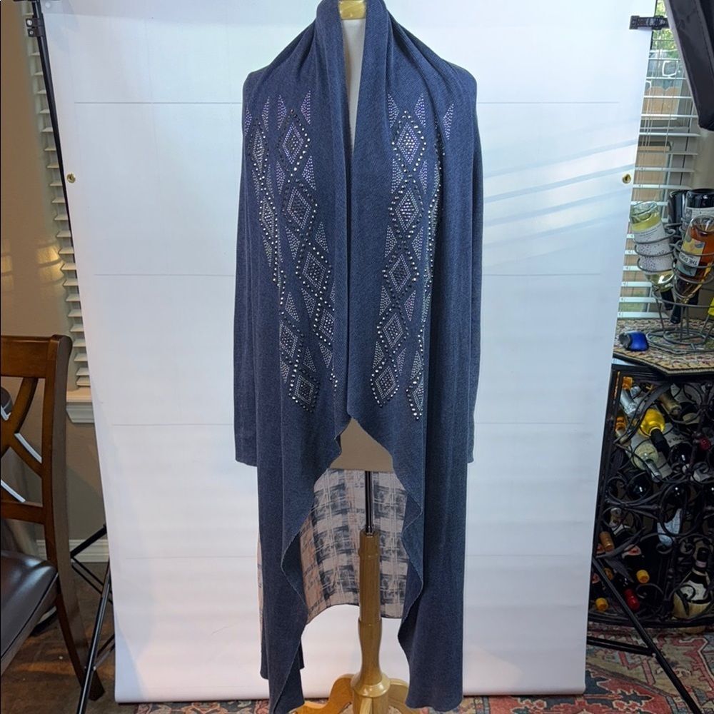 Vocal Blue Draped Duster, Small